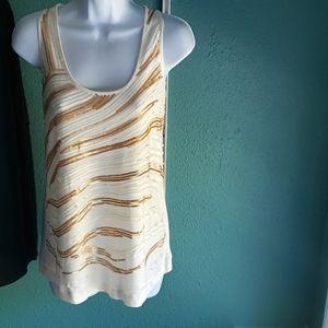 Express M sequin white & gold tank top